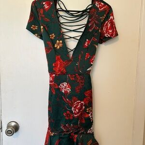 Emerald Green Floral Bodycon Dress